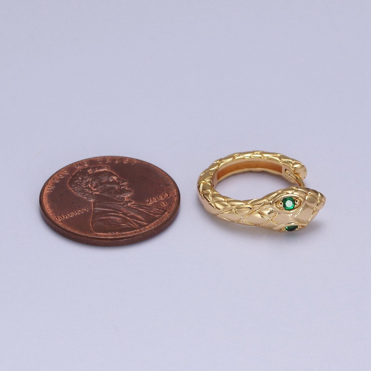 1 pair SNAKE Head Emerald Green Zirconia Eye hoops-Snake CZ Pave Cluster earrings -24K Gold Filled Huggie or Silver Hoop AB055 AB056