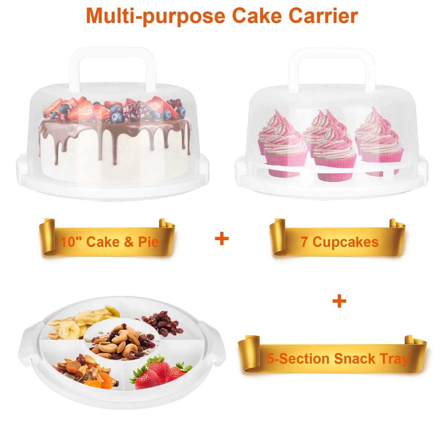10" Cake Storage Container with Handle Plastic Cake Box