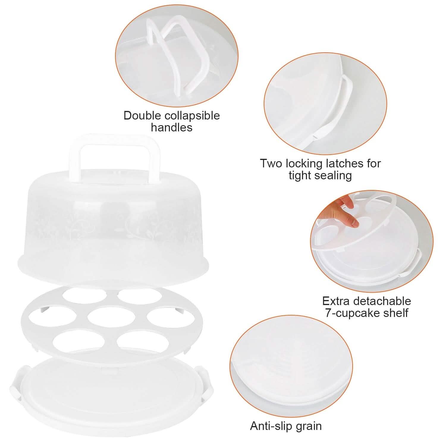 10" Cake Storage Container with Handle Plastic Cake Box