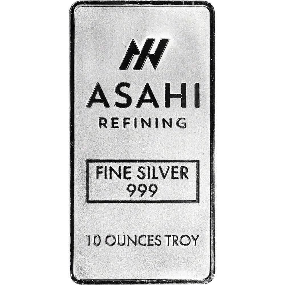 10オンス シルバーバー - 旭精錬 - .999 純銀 密封保護プラスチック入り