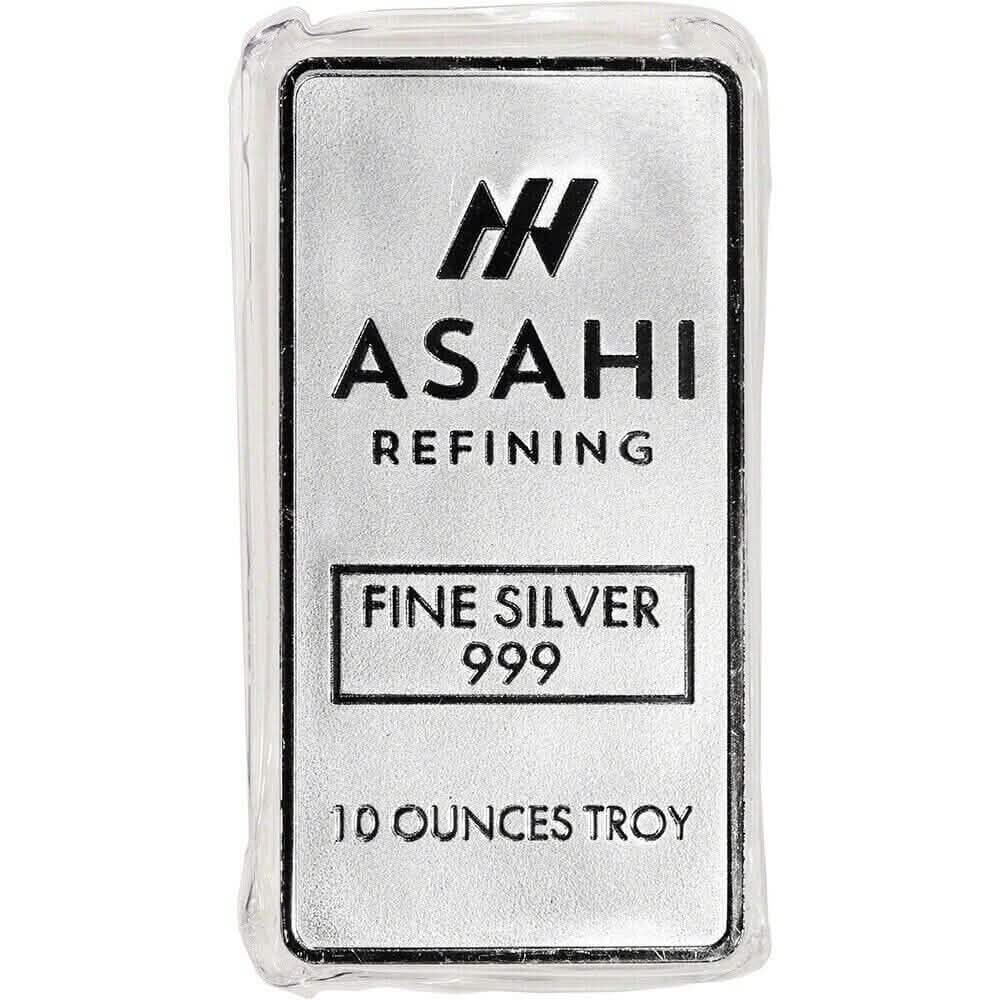 10オンス シルバーバー - 旭精錬 - .999 純銀 密封保護プラスチック入り