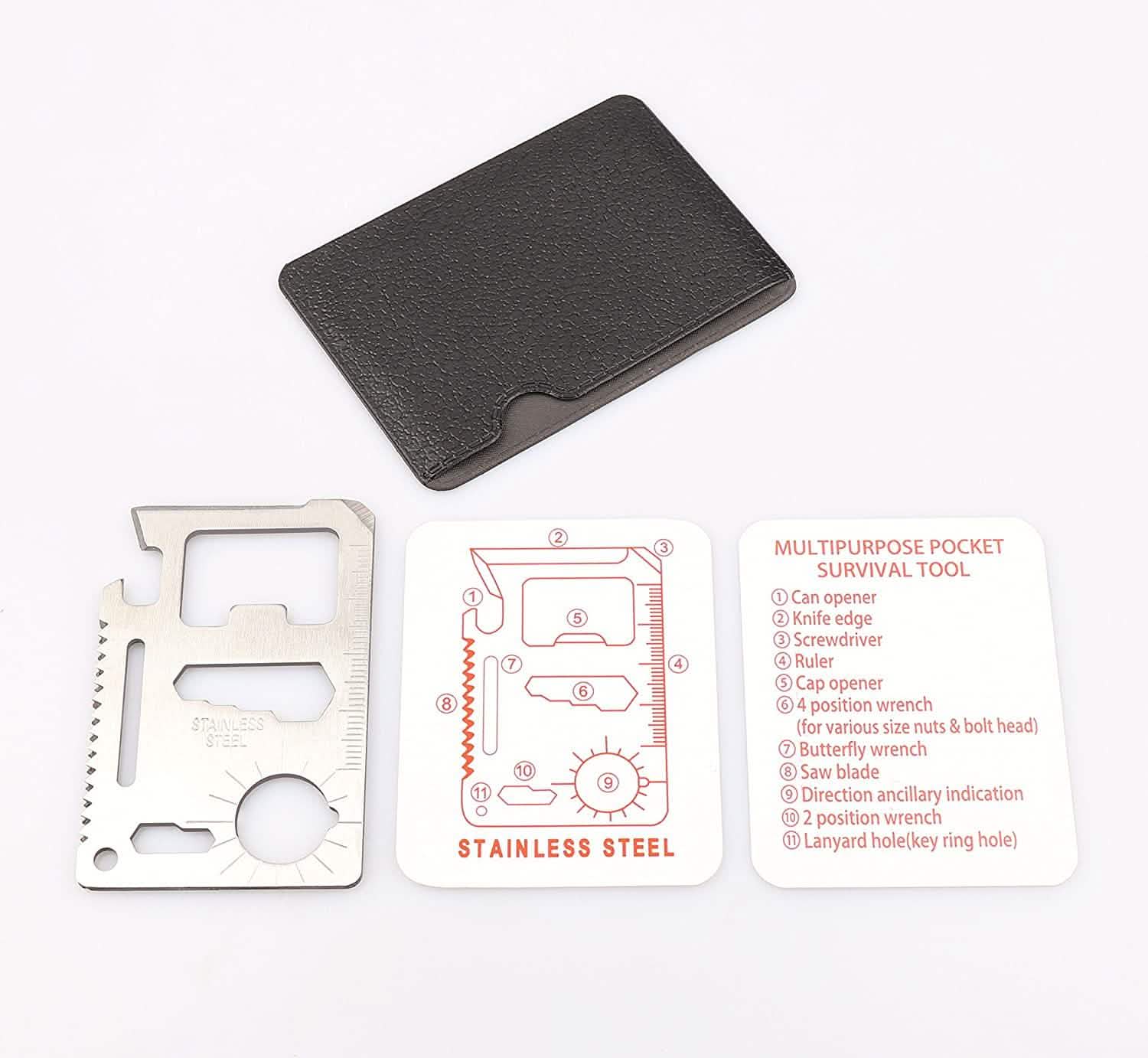 10-Pack: 11-in-1 Stainless Steel Survival Pocket Tool
