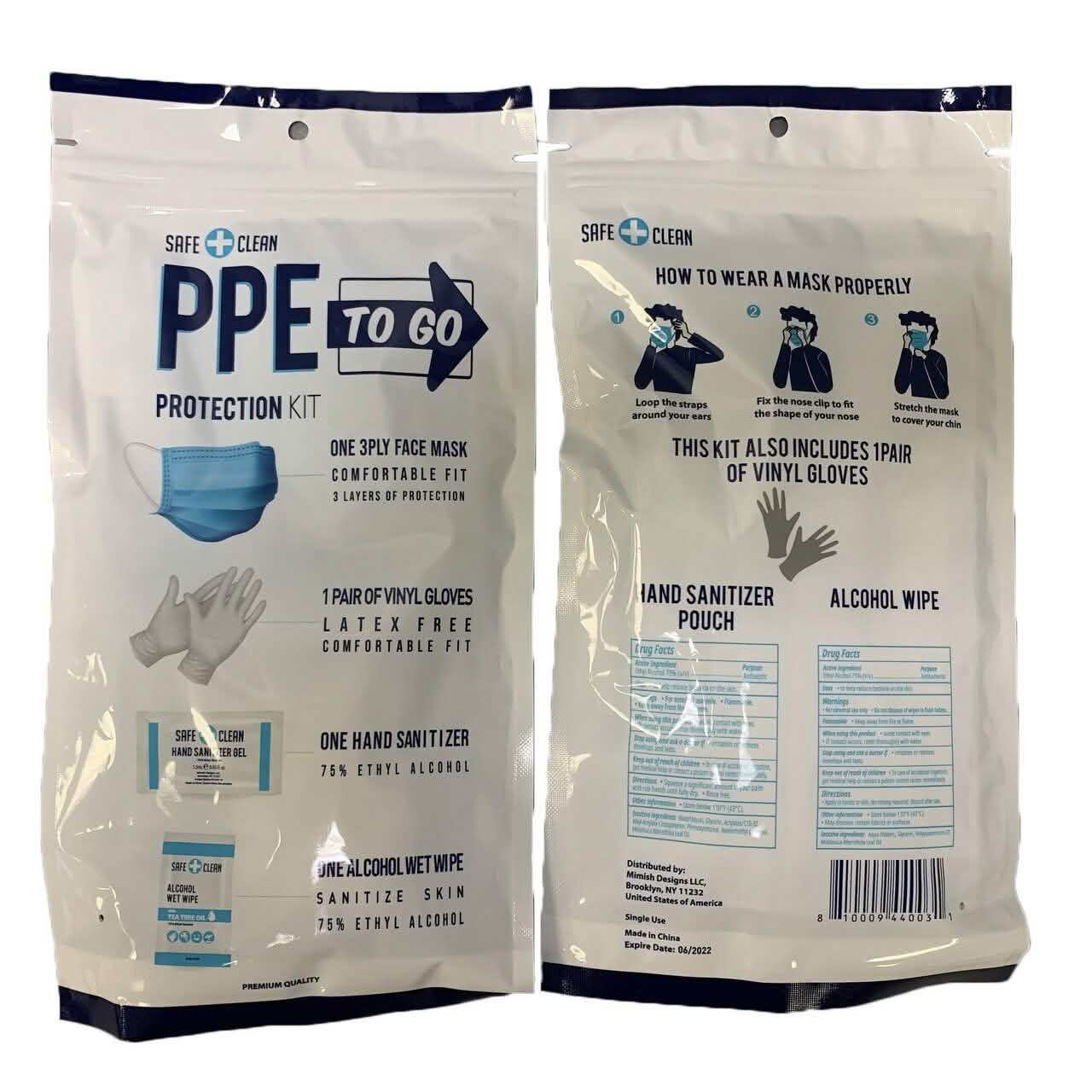Lot de 10 : Kit de protection individuelle tout-en-un à emporter