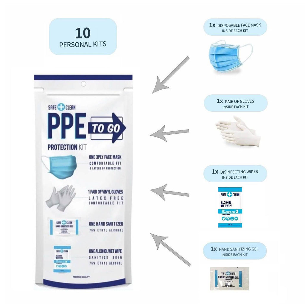 Lot de 10 : Kit de protection individuelle tout-en-un à emporter