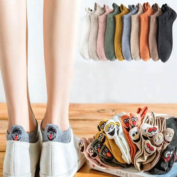 Lot de 10 paires : Chaussettes Femme brodées fantaisie