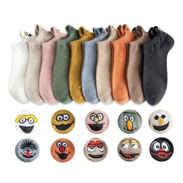 Lot de 10 paires : Chaussettes Femme brodées fantaisie