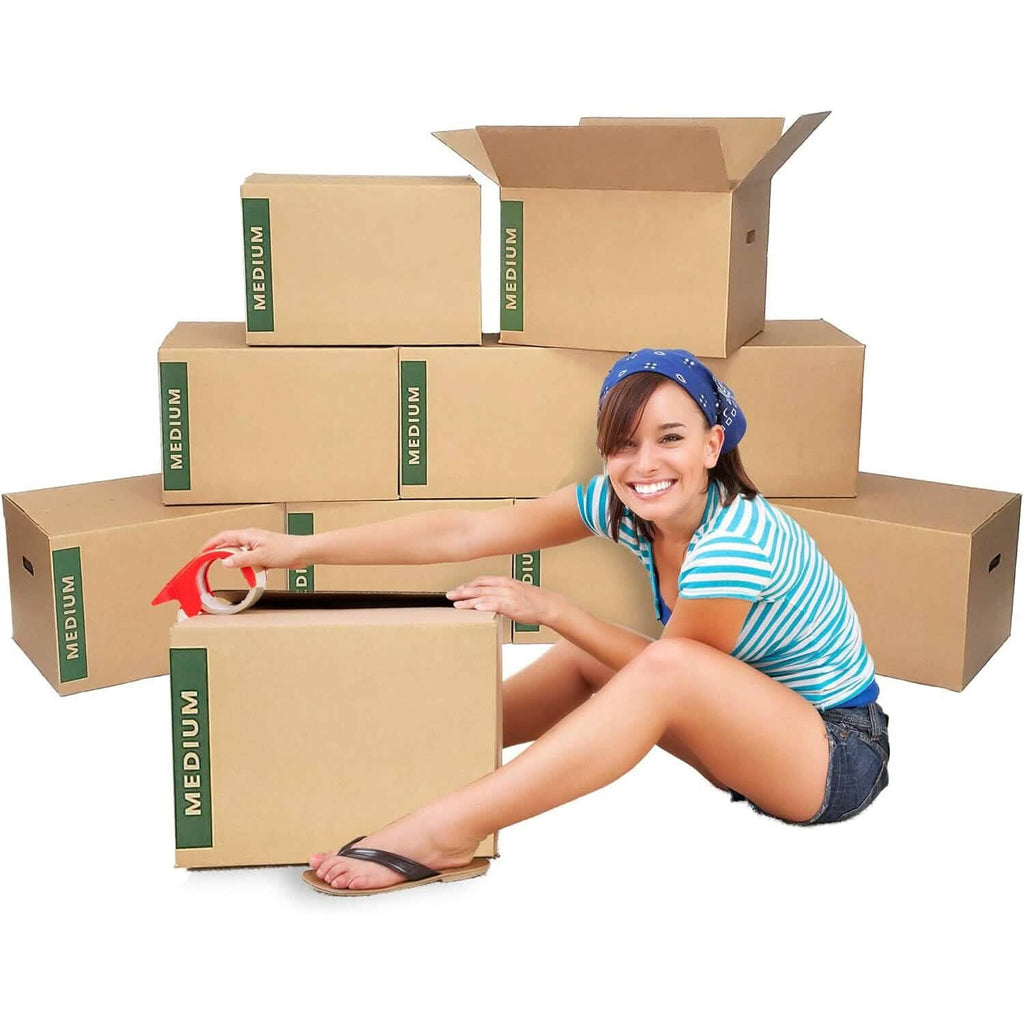 Paquet de 10 : cartons de déménagement moyens avec poignées (reconditionnés)