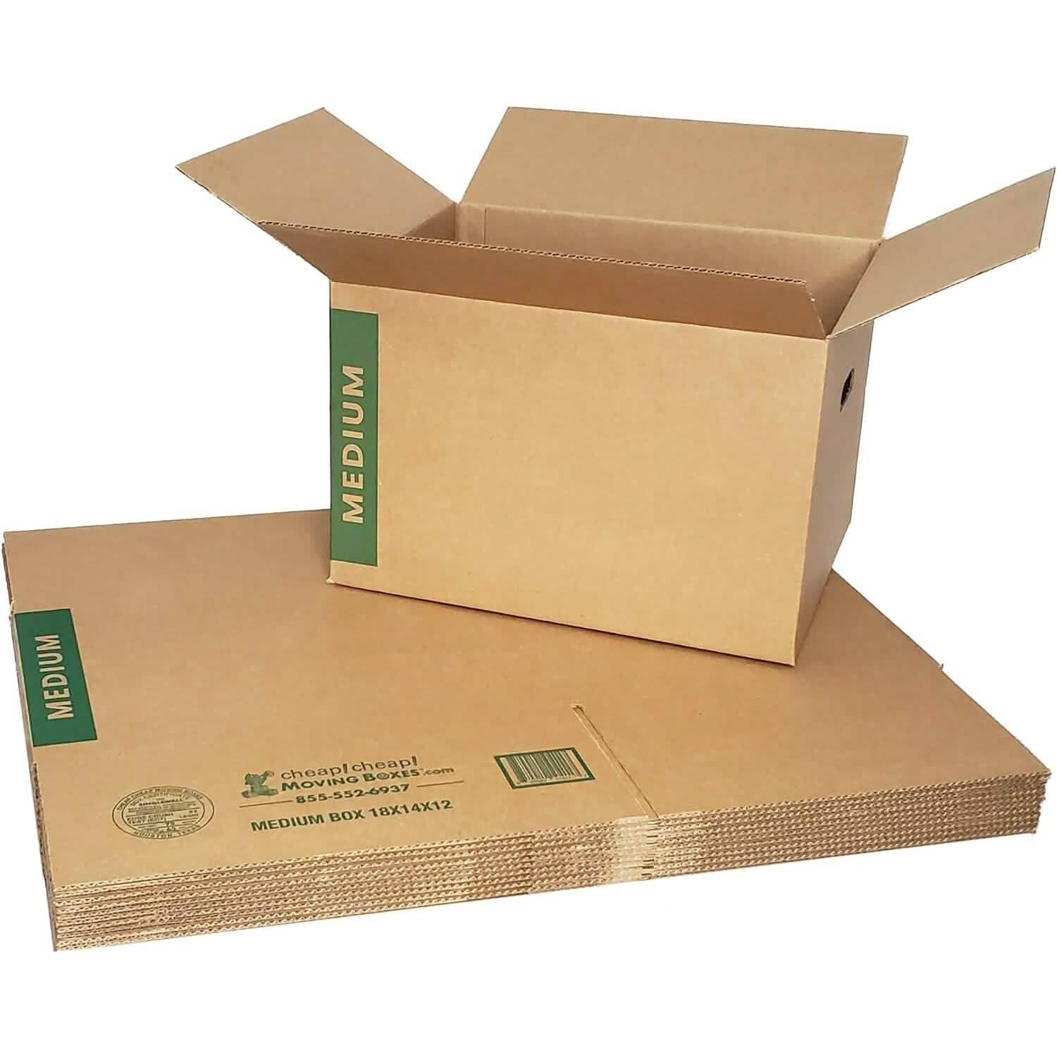 Paquet de 10 : cartons de déménagement moyens avec poignées (reconditionnés)