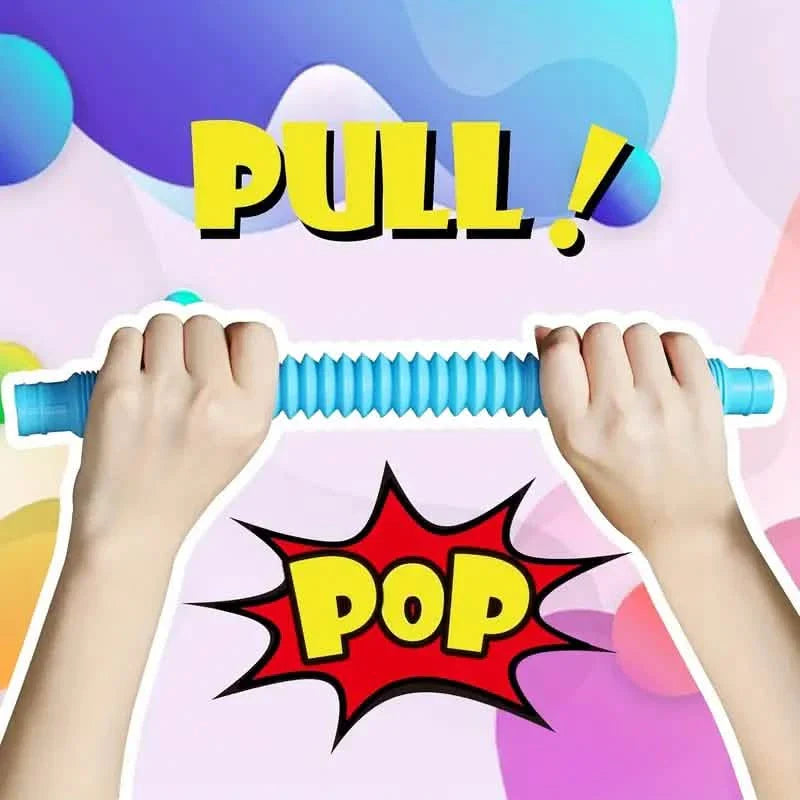 10-Pack: Sensory Pop Plastic Fidget Tubes Toy Set