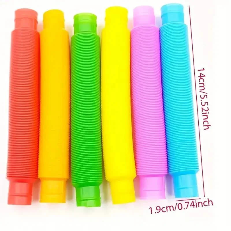 10-Pack: Sensory Pop Plastic Fidget Tubes Toy Set