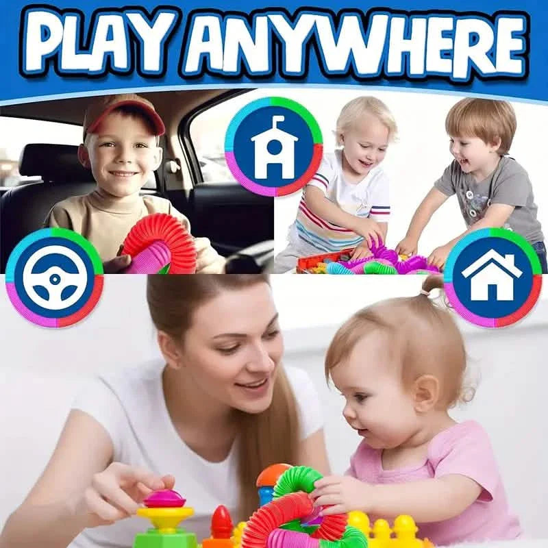 10-Pack: Sensory Pop Plastic Fidget Tubes Toy Set