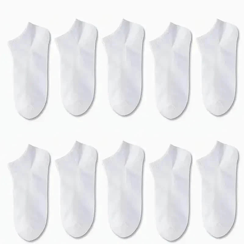 10-Pairs: Men's Solid Sport Low Cut Socks, Breathable Sweat-absorbing Comfy Soft Casual Simple Style Socks