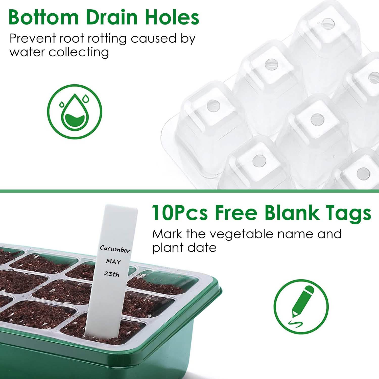 Kit de démarrage de semis réutilisable de 10 pièces