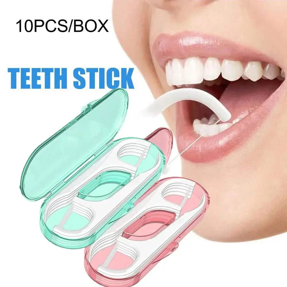 Lot de 10 : Boîtier de voyage pour fil dentaire-Cure-dents en fil dentaire