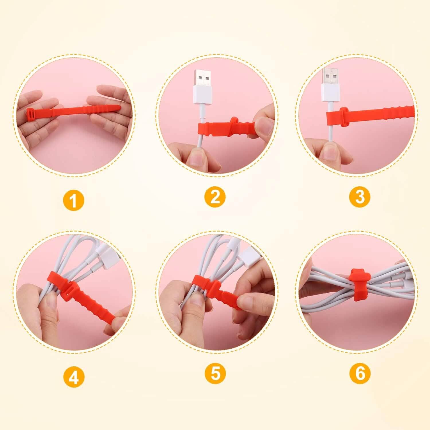 10-Pieces: 4.5 Inch Reusable Wire Ties Cord Organizer Straps Elastic Silicone Cord Organizer