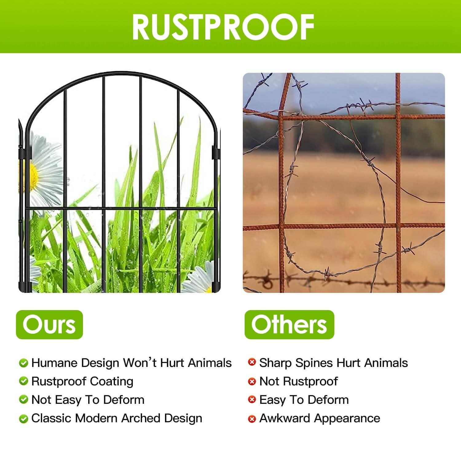 Lot de 10: Clôture de jardin décorative en fil de fer arche, antirouille
