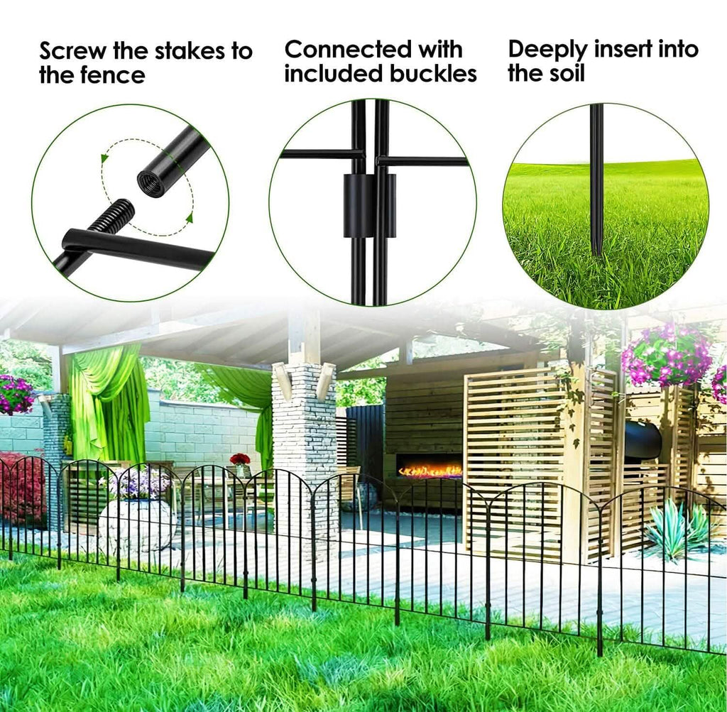 Lot de 10: Clôture de jardin décorative en fil de fer arche, antirouille