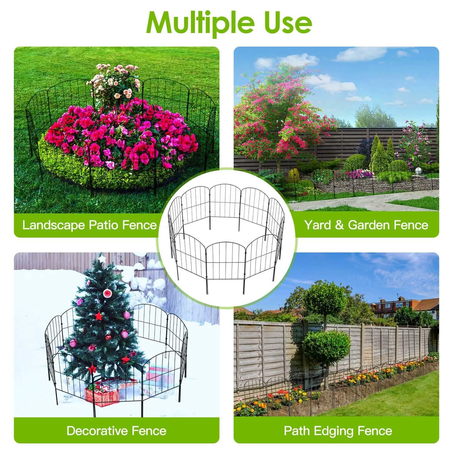 Lot de 10: Clôture de jardin décorative en fil de fer arche, antirouille