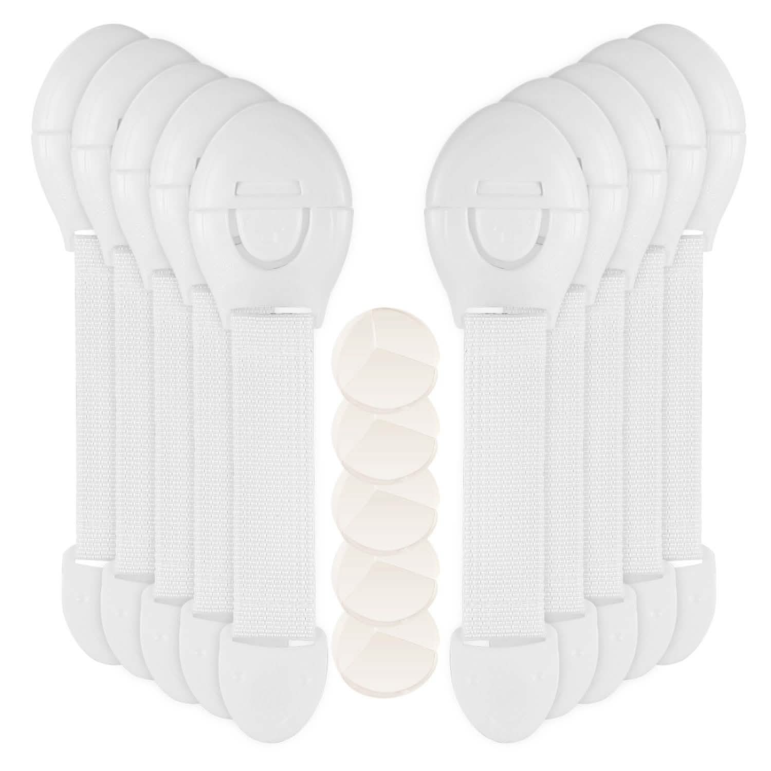 10-Pieces: Kids Safety Locks with 5 Furniture Corner Protectors