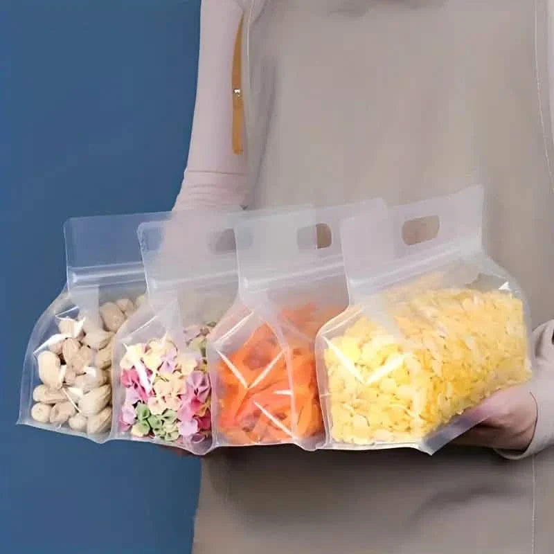 Lot de 10 : Sacs de conservation alimentaire réutilisables en silicone étanches