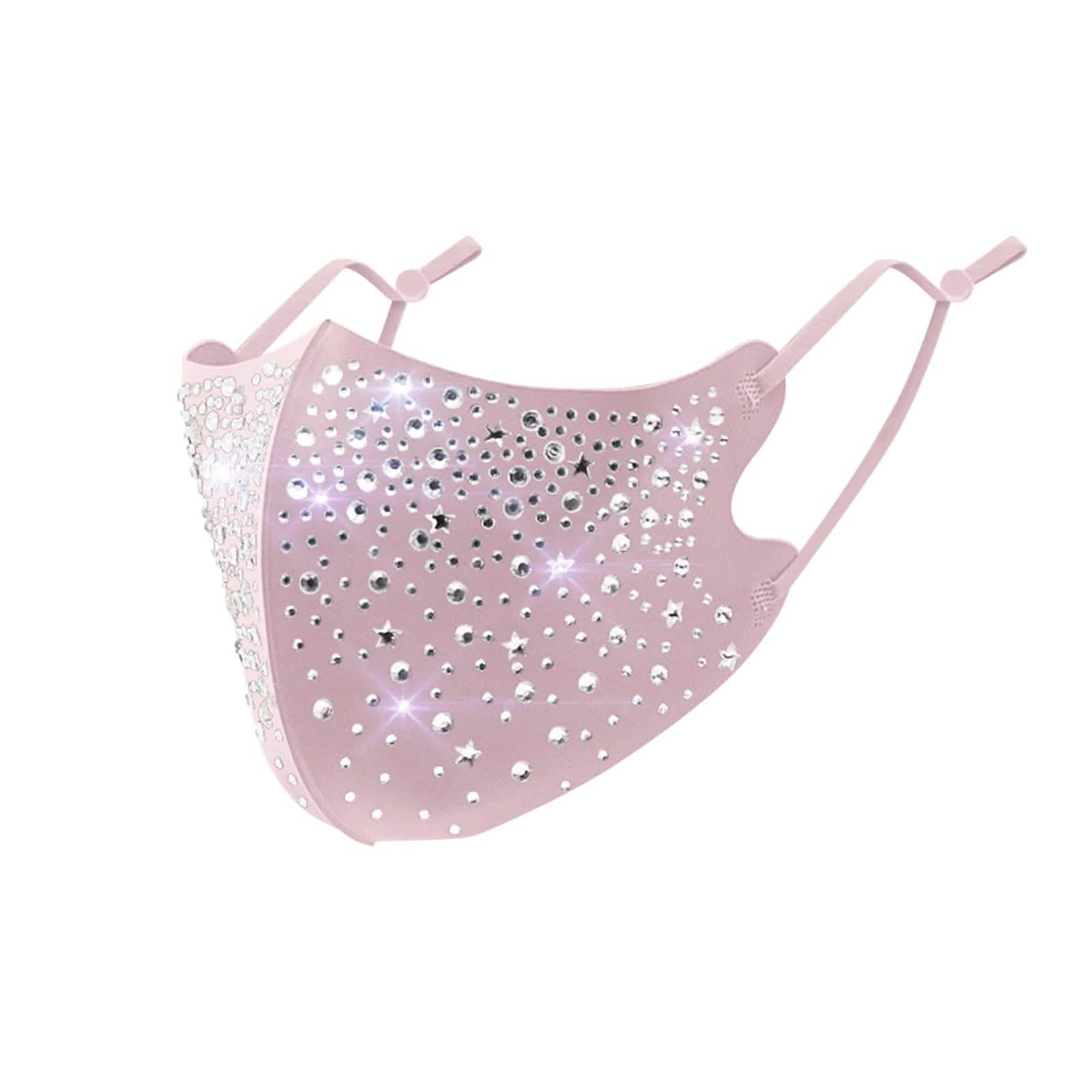 10-Pieces: Women's Face Mask Golden Metal Diamond Water Crystal Color