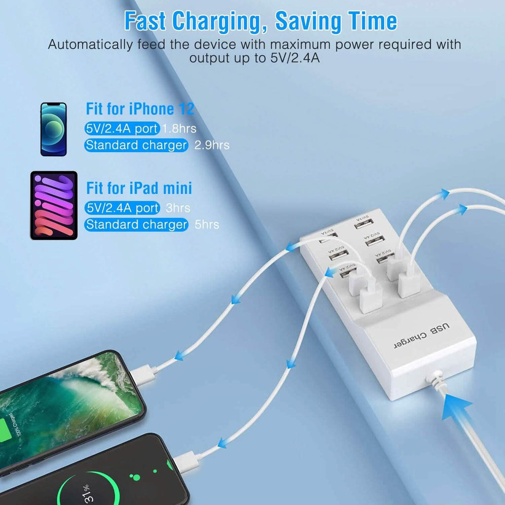 10-Ports 50W USB Wall Fast Charging Power Adapter