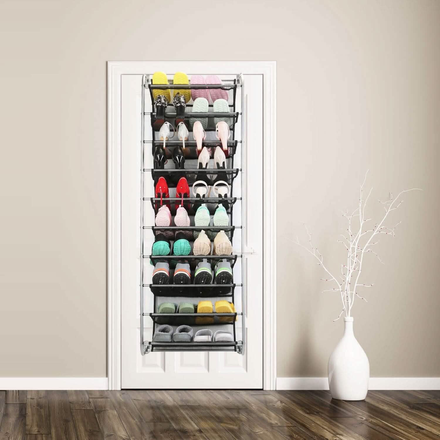 Organisateur de chaussures suspendu à 10 niveaux pour porte, étagère de rangement