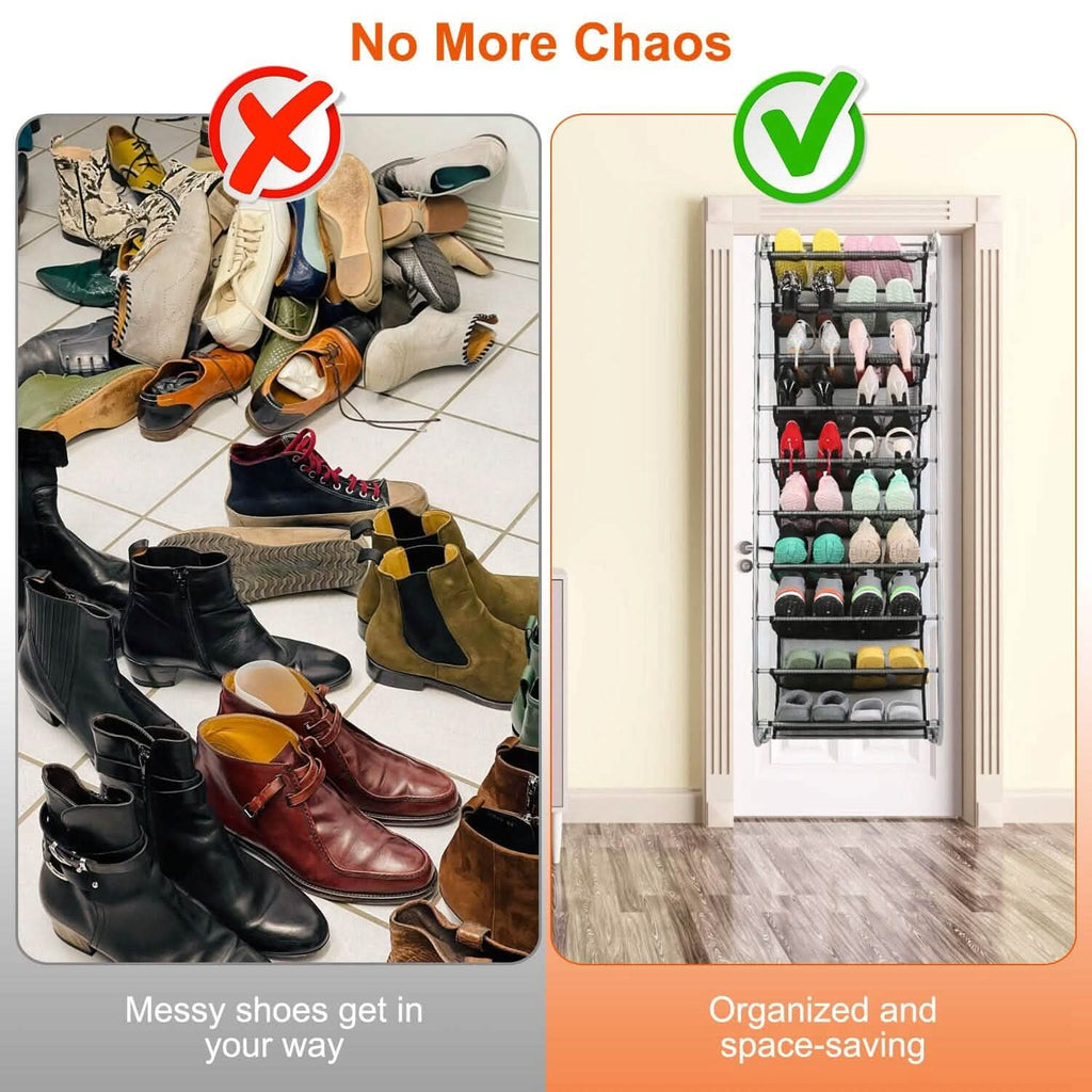 Organisateur de chaussures suspendu à 10 niveaux pour porte, étagère de rangement