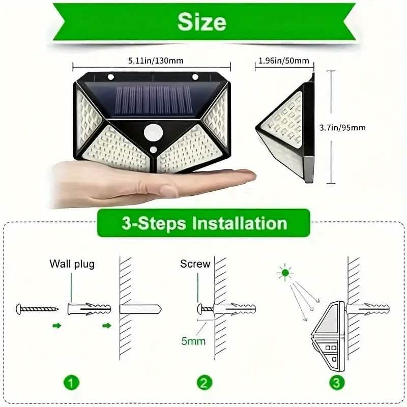 Lampe d'extérieur solaire rechargeable 100 LED