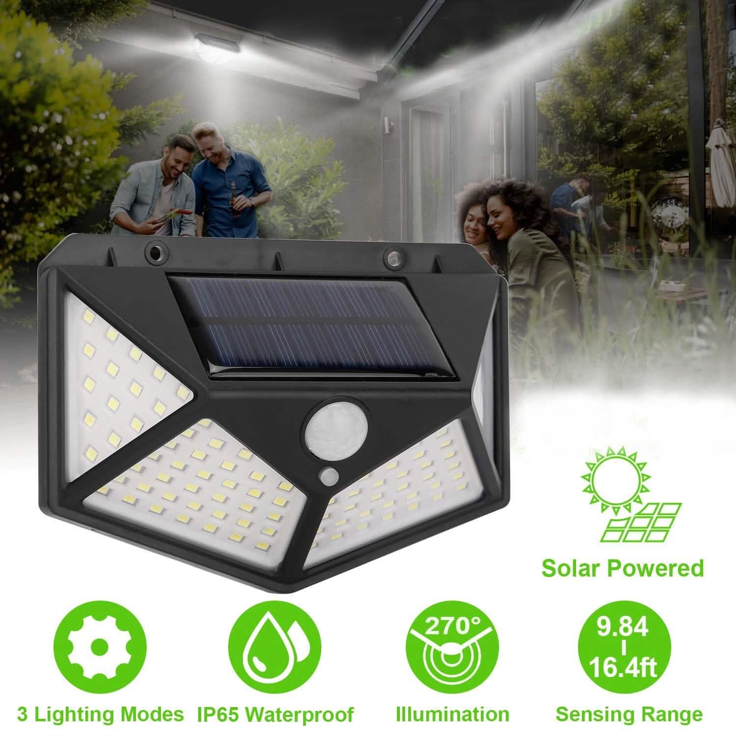 100 LED Solar Wall Light Outdoor