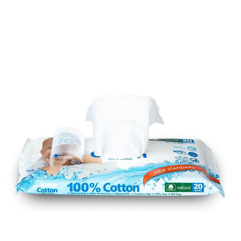 Lingettes Humides 100% Coton Bio - Paquet Voyage 20 Unités