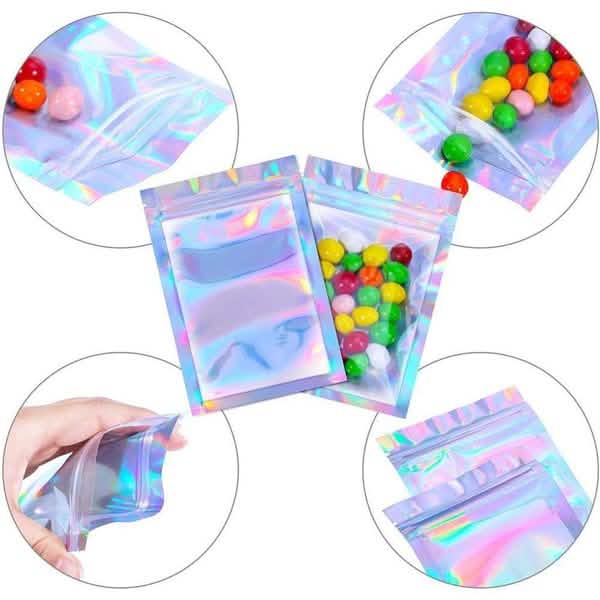 100-Pack: Resealable Holographic Foil Bags