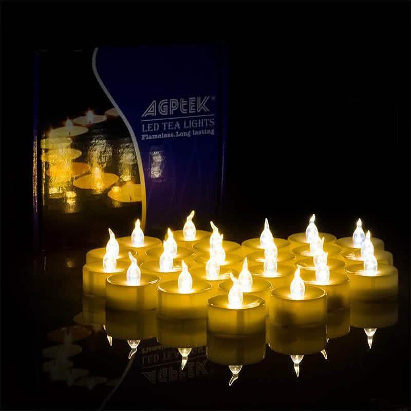 100個セット：アンバーイエロー LED ティーライト 無炎 揺らめくキャンドル