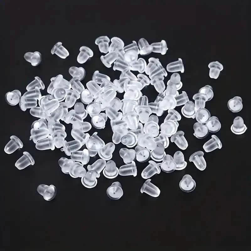 100-Pieces: Transparent Plastic Ear Clog Ear Stud Earring Pin Backs Ear Plug