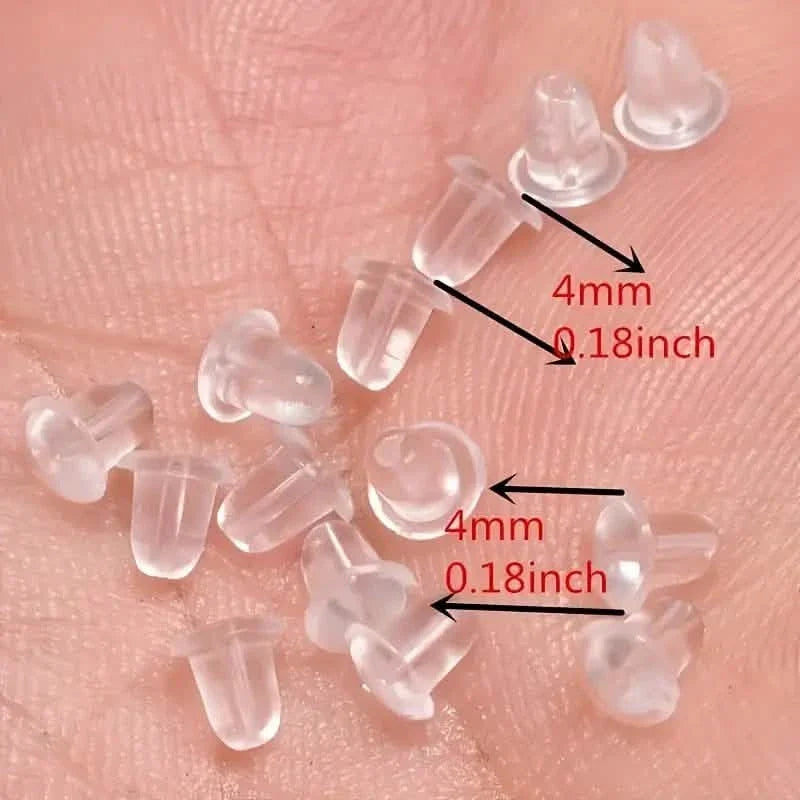 100-Pieces: Transparent Plastic Ear Clog Ear Stud Earring Pin Backs Ear Plug