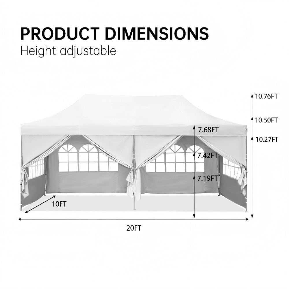 10x20 Heavy Duty Pop up Canopy Tent  Easy Pop Up Commercial Outdoor Canopy Wedding Party Tents with Roller Bag