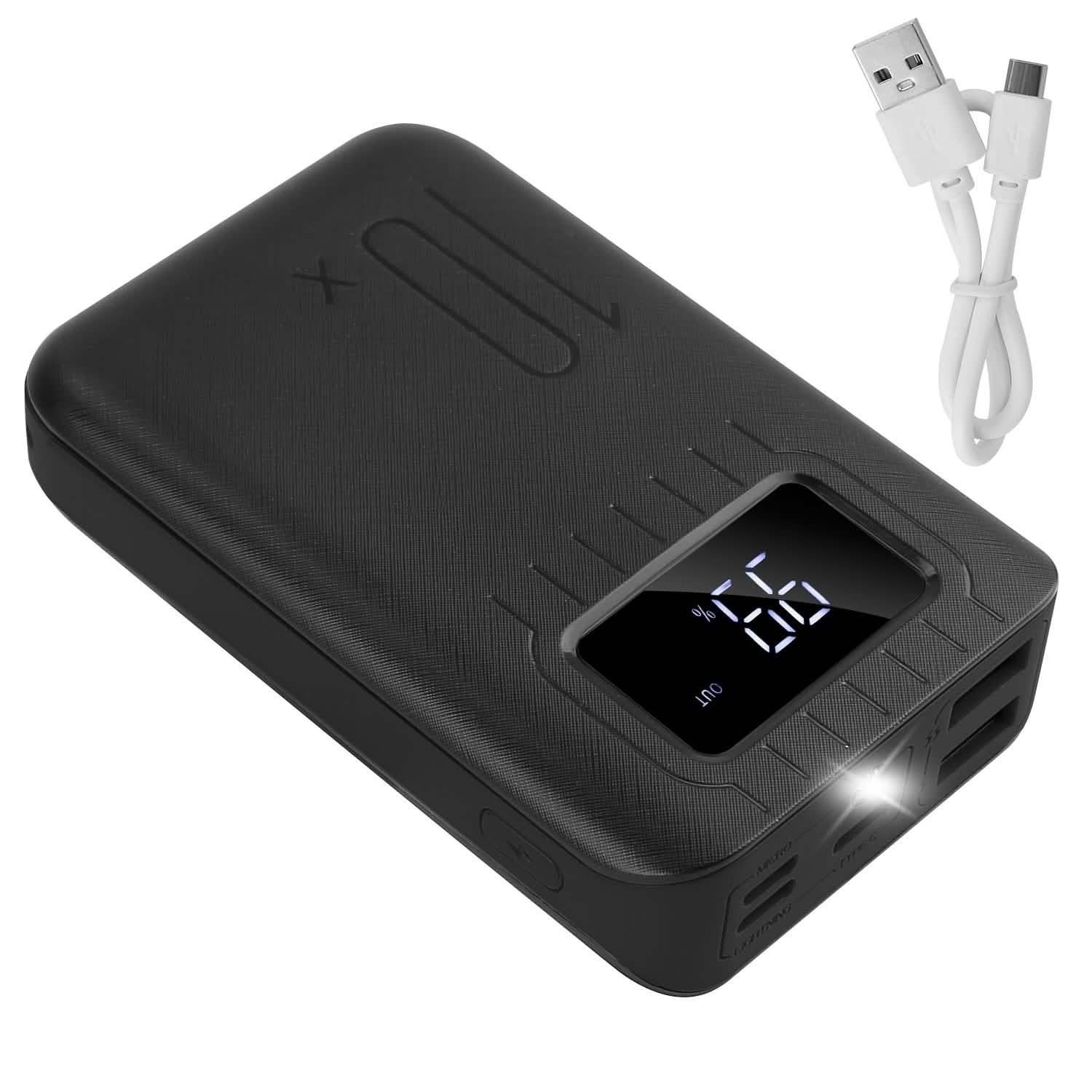 10000mAh ポータブルパワーバンク デュアルUSB充電ポート LCDディスプレイ付き