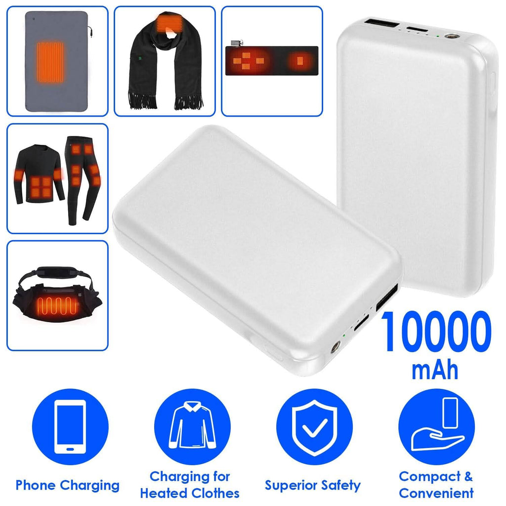 10000mAh Portable Charger Battery Pack for Heated Blanket Vest Jacket