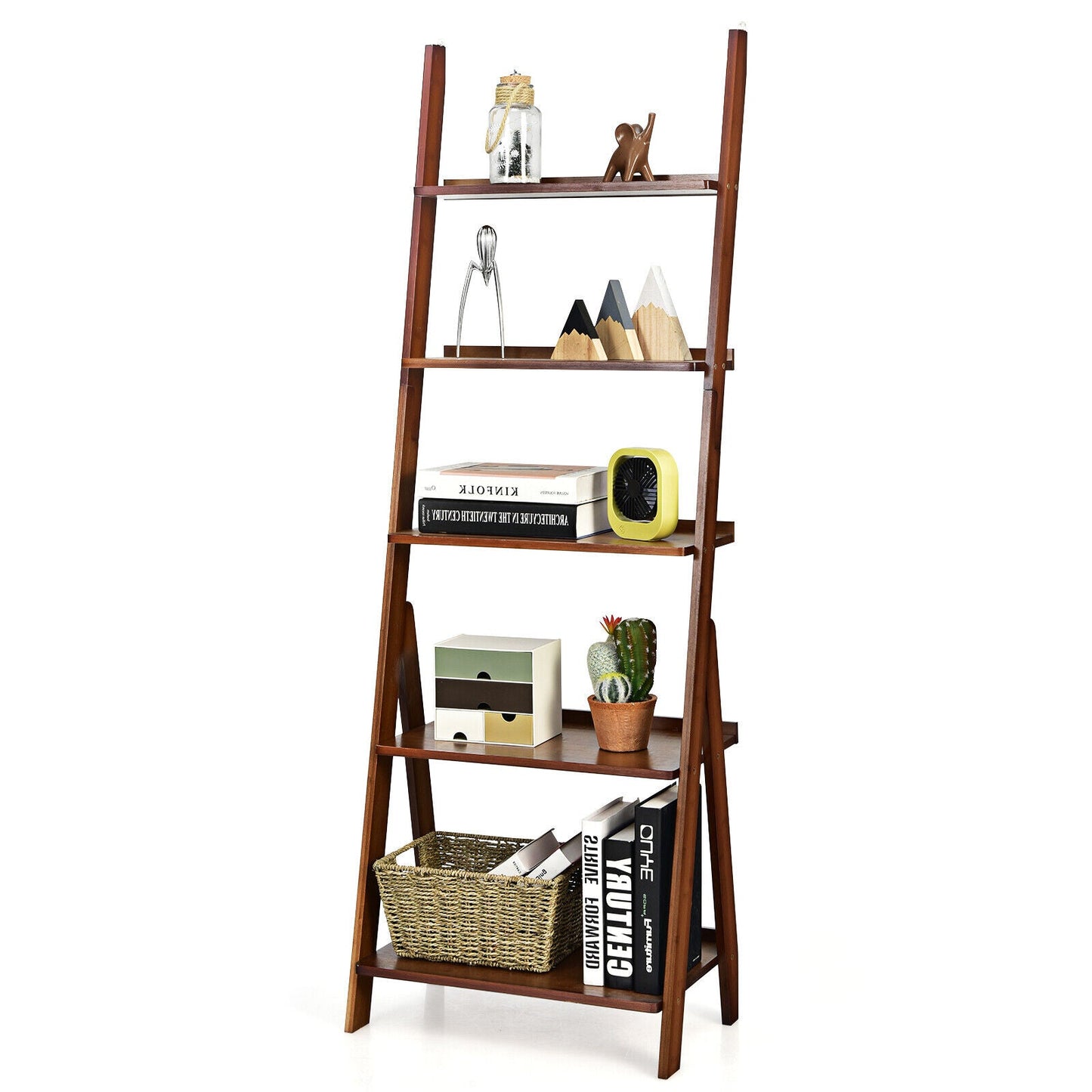 5-Tier Bamboo Ladder Shelf for Home Use