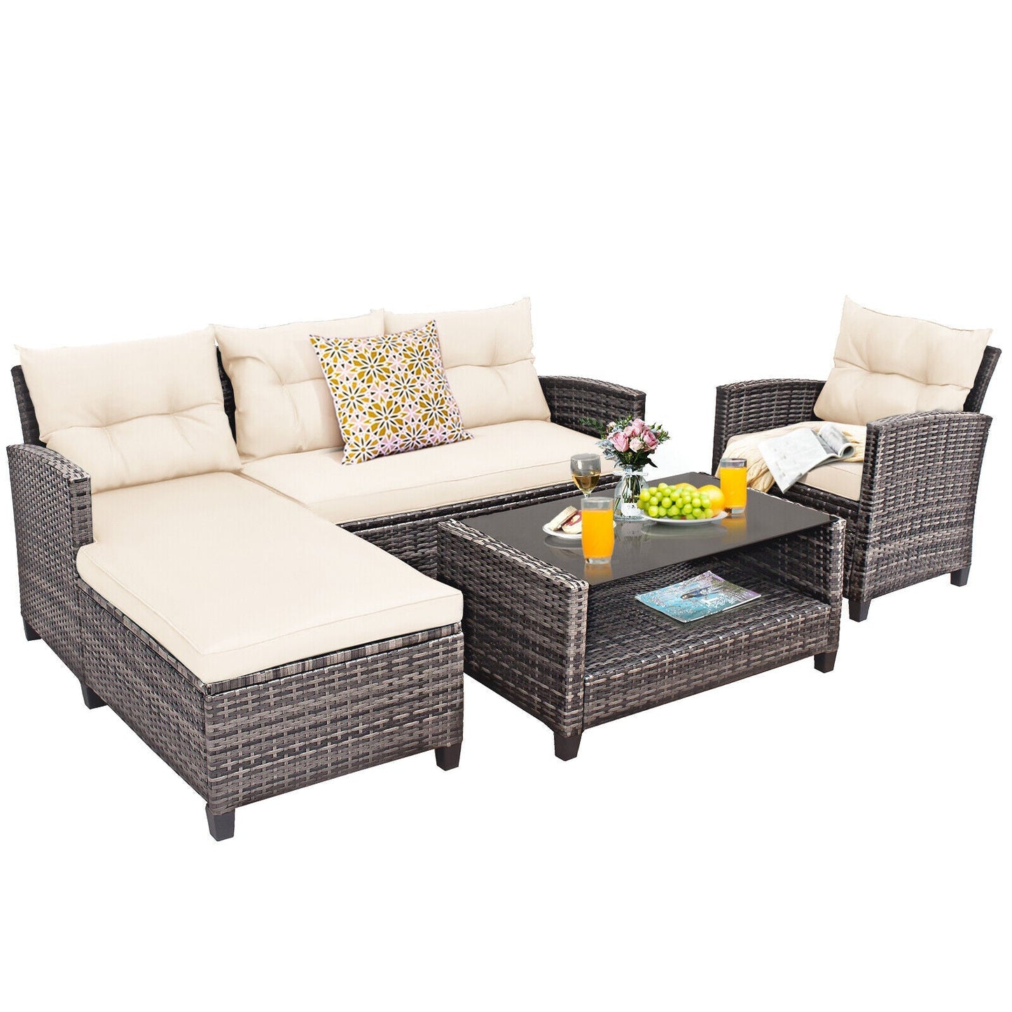 4 Pieces Patio Rattan