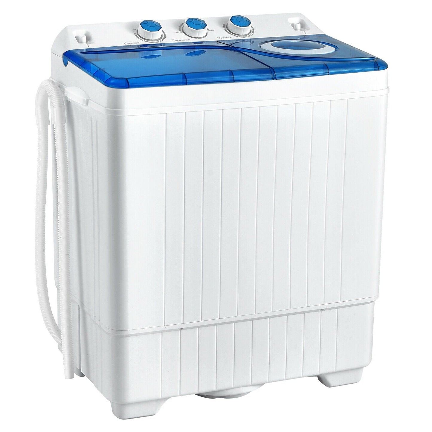 26 LBS Twin Tub Portable Washing Machine with Built-In Drain Pump-Gray