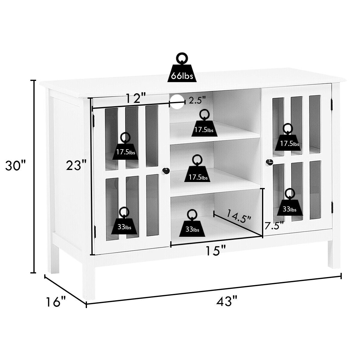 Wooden TV Stand Console Cabinet for 50 Inch TV