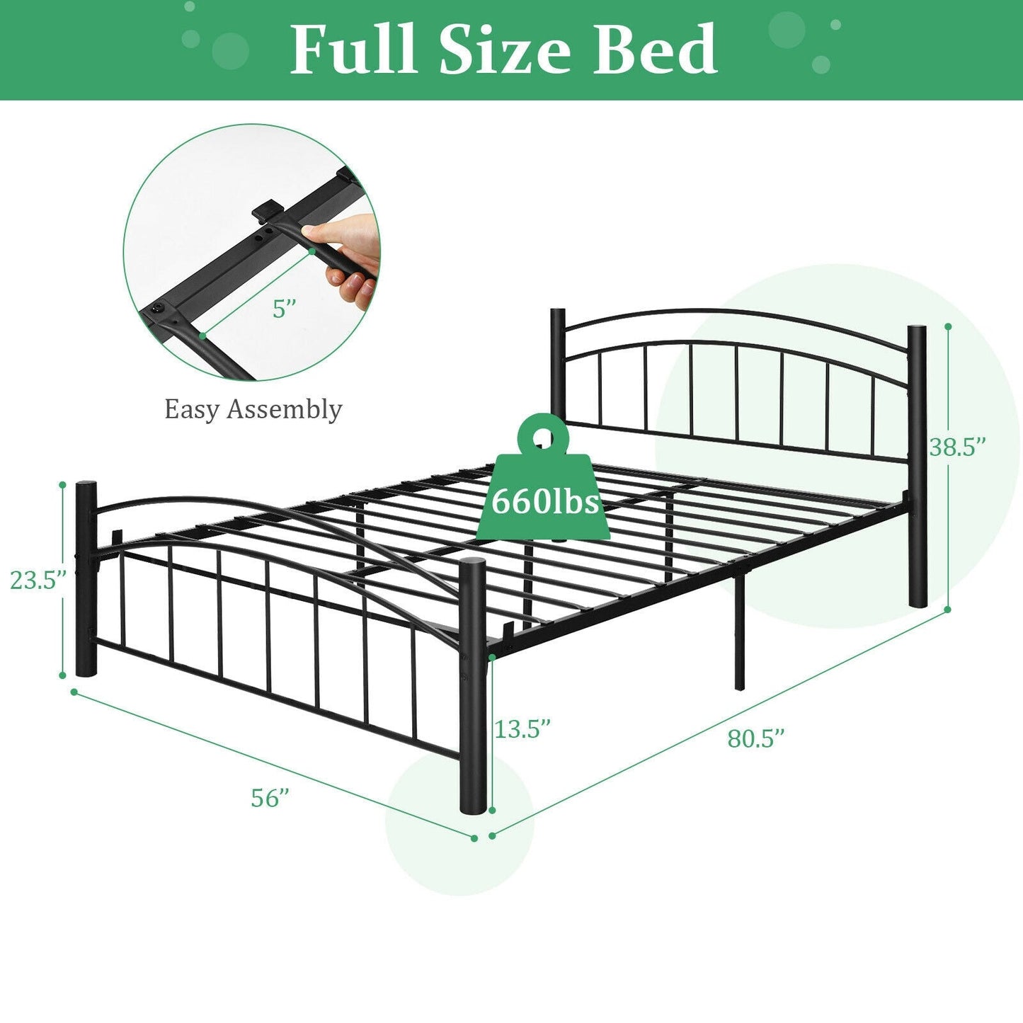 Modern Platform Bed with Headboard and Footboard