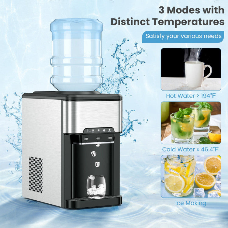 3-in-1 Water Cooler Dispenser with Ice Maker & Temp Settings