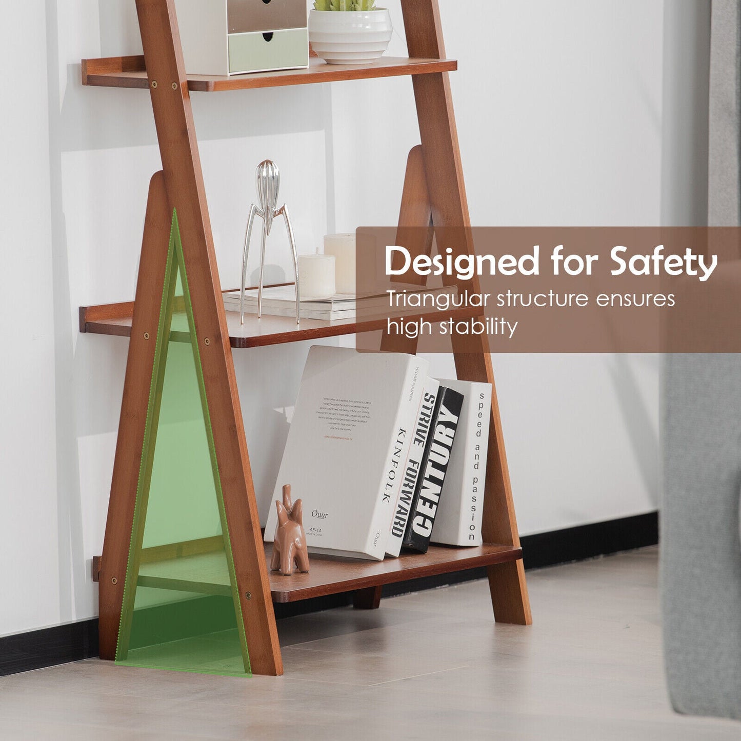 5-Tier Bamboo Ladder Shelf for Home Use