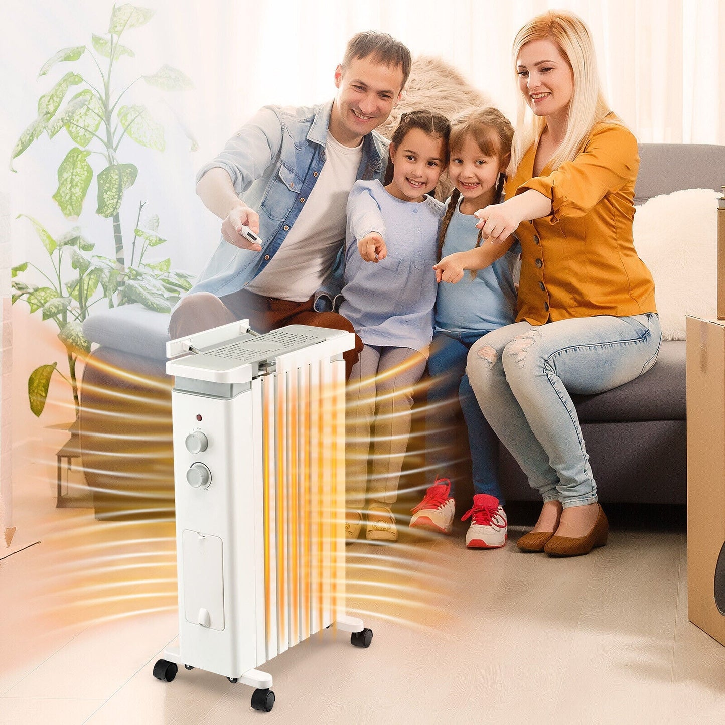 1500W Portable Oil Filled Radiator Heater with 3 Heat Settings