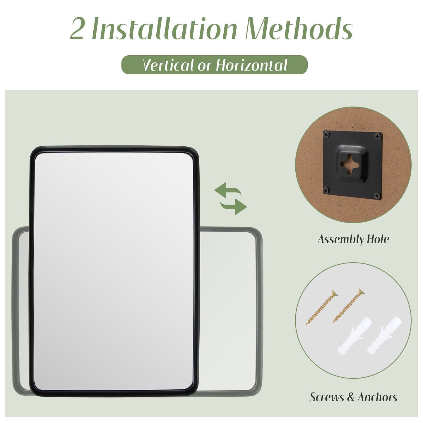 Rectangular Wall Mount Bathroom Mirror Vanity Mirror