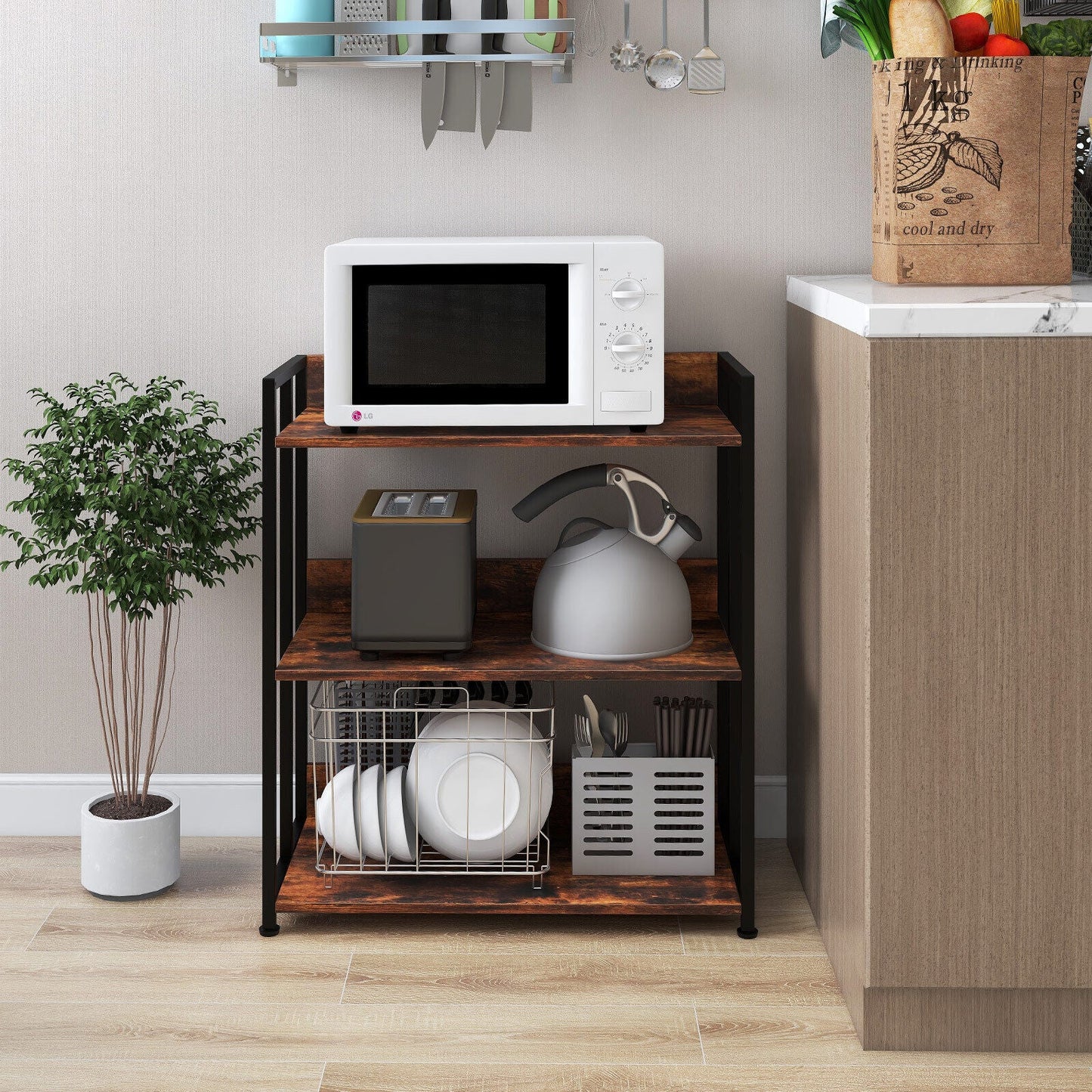 3/5-Tier Industrial Bookshelf Storage Shelf Display Rack with Adjustable Shelves