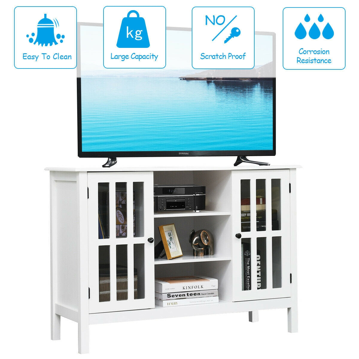 Wooden TV Stand Console Cabinet for 50 Inch TV