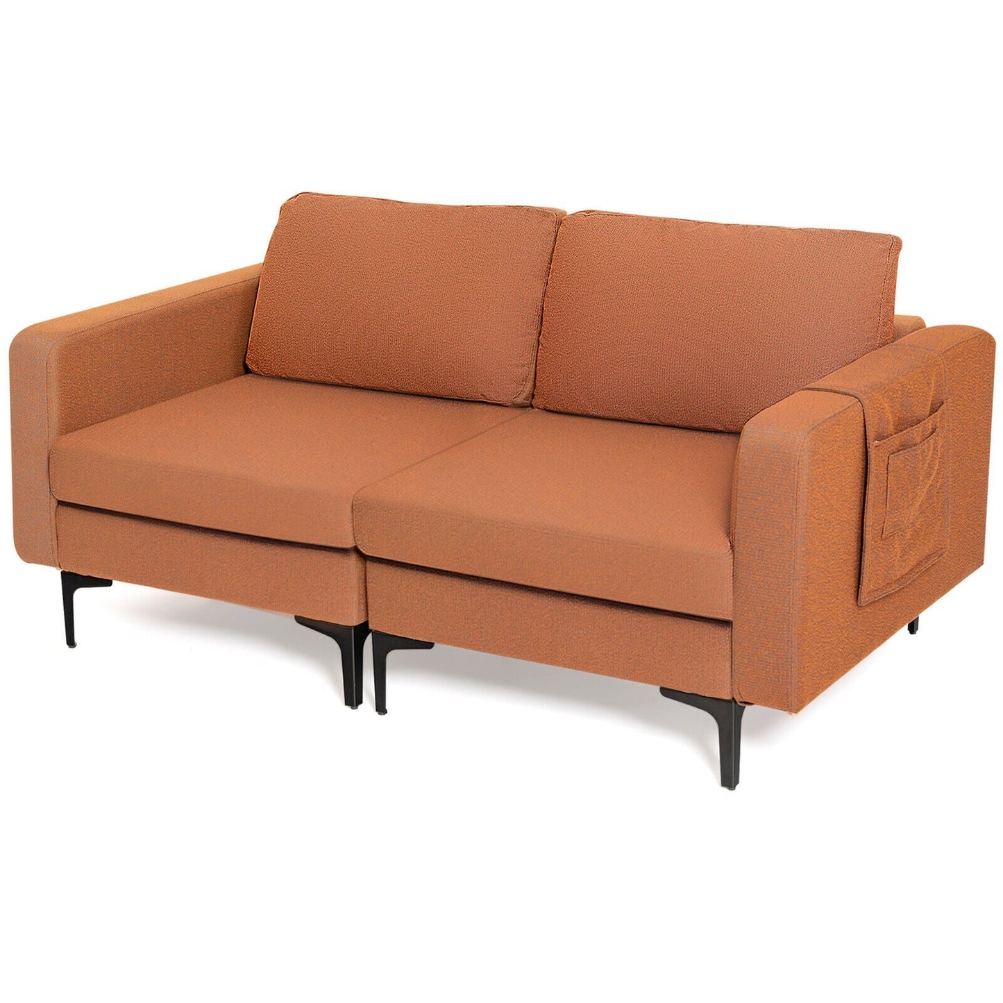Modern Loveseat Sofa Couch with Side Storage Pocket and Sponged Padded Seat Cushions